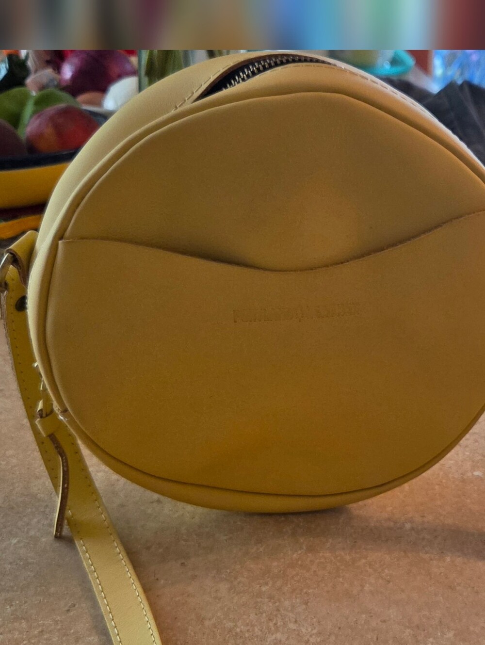 Portland Leather Goods Large Circle Crossbody Buttercream EUC